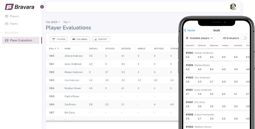 Bravara app screenshots